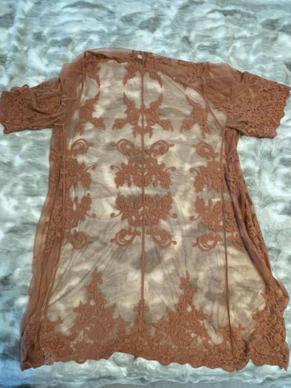Mustard Seed Rust Embroidered Sheer Overlay kimono
